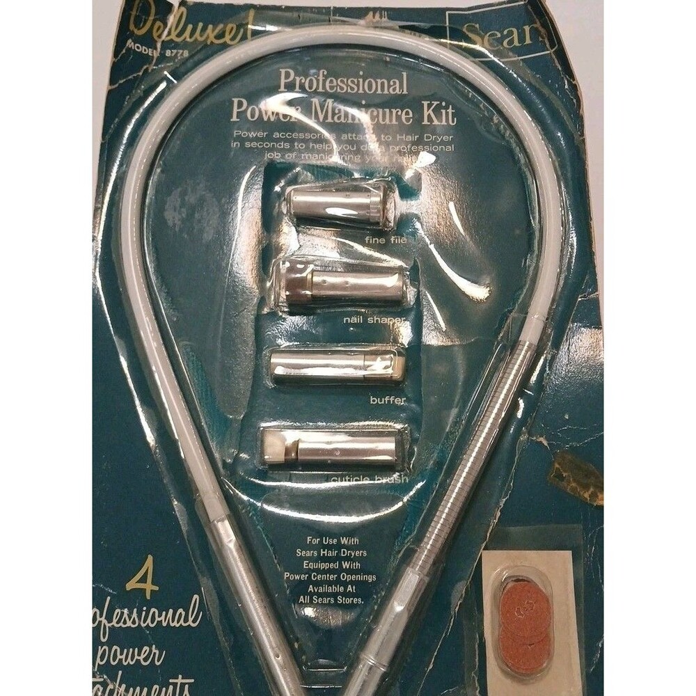VTG SEARS DELUXE MODEL 8776 PROFESSIONAL MANICURE KIT  ATTACH TO HAIRDRYER